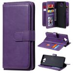 For Sony Xpeira 8 Multifunctional Magnetic Copper Buckle Horizontal Flip Solid Color Leather Case with 10 Card Slots & Wallet & Holder & Photo Frame(Purple)
