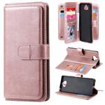 For Sony Xpeira 8 Multifunctional Magnetic Copper Buckle Horizontal Flip Solid Color Leather Case with 10 Card Slots & Wallet & Holder & Photo Frame(Rose Gold)