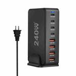 YMS-858 GaN 240W USB x 4, USB-C / Type-C x 4 Fast Charger, Plug Type:US Plug(Black)