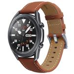 For Samsung Galaxy Watch3 45mm Leather Silver Buckle Watch Band(Light Brown)