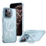 For iPhone 11 Pro Max Shiny Shield MagSafe Lens Holder Phone Case(Blue)