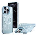 For iPhone 12 Pro Shiny Shield MagSafe Lens Holder Phone Case(Blue)