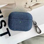 For AirPods Pro 2 Fine Cloth Texture Earbuds Box PC Case with Hook(Blue)