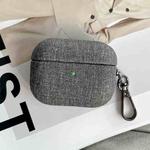 For AirPods Pro 2 Fine Cloth Texture Earbuds Box PC Case with Hook(Grey)
