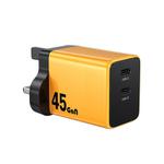 WK WP-U33 45W USB-C / Type-Cx2 GaN Fast Charger, Plug Type:UK Plug(Yellow)