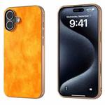 For iPhone 16 Nano Electroplating Dual Color Lichi Texture PU Phone Case(Orange)