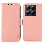 For Xiaomi 14T Pro ABEEL Frosted Magnetic RFID Leather Phone Case(Pink)