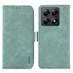 For Xiaomi 14T Pro ABEEL Frosted Magnetic RFID Leather Phone Case(Cyan)