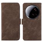 For Xiaomi 15 Ultra ABEEL Frosted Magnetic RFID Leather Phone Case(Brown)