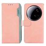 For Xiaomi 15 Ultra ABEEL Color Block Magnetic RFID Leather Phone Case(Pink-Cyan)