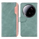 For Xiaomi 15 Ultra ABEEL Color Block Magnetic RFID Leather Phone Case(Cyan-Pink)