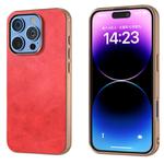 For iPhone 16 Pro Max Nano Electroplating Dual Color Cowhide Texture Protective Phone Case(Red)