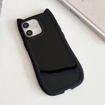 For iPhone 11 Frosted Solid Color Cat Head TPU Phone Case(Black)