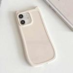 For iPhone 11 Frosted Solid Color Cat Head TPU Phone Case(White)