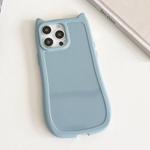 For iPhone 12 Pro Max Frosted Solid Color Cat Head TPU Phone Case(Blue)