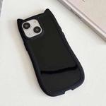 For iPhone 14 Frosted Solid Color Cat Head TPU Phone Case(Black)