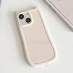 For iPhone 14 Frosted Solid Color Cat Head TPU Phone Case(White)