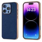 For iPhone 16 Pro Nano Electroplating Carbon Fiber Texture Phone Case(Navy Blue)