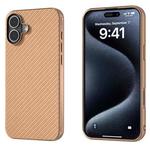 For iPhone 16 Plus Nano Electroplating Carbon Fiber Texture Phone Case(Gold)