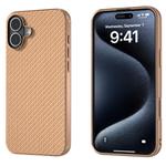 For iPhone 16 Nano Electroplating Carbon Fiber Texture Phone Case(Gold)