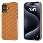 For iPhone 16 Nano Electroplating Carbon Fiber Texture Phone Case(Brown)