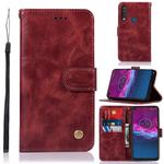 For Motorola Moto P40 Power Copper Buckle Retro Crazy Horse Texture Horizontal Flip Leather Case with Holder & Card Slots & Wallet(Wine Red)