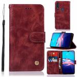 For Motorola Moto E 2020 Copper Buckle Retro Crazy Horse Texture Horizontal Flip Leather Case with Holder & Card Slots & Wallet(Wine Red)