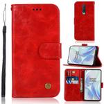 For OnePlus 8 Copper Buckle Retro Crazy Horse Texture Horizontal Flip Leather Case with Holder & Card Slots & Wallet(Red)