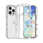 For iPhone 16 Pro Metal Buttons PC Hybrid TPU Phone Case(Transparent)