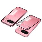 For Google Pixel 9 / 9 Pro Snap Buckle Metal Frame Frosted Phone Case(Pink)