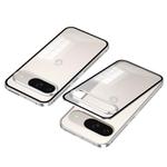 For Google Pixel 9 / 9 Pro Snap Buckle Metal Frame Frosted Phone Case(Silver)