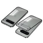 For Google Pixel 9 Pro XL Snap Buckle Metal Frame Frosted Phone Case(Grey)