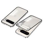 For Google Pixel 9 Pro XL Snap Buckle Metal Frame Frosted Phone Case(Silver)