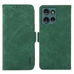 For Motorola Edge 50 5G Global ABEEL Frosted Magnetic RFID Leather Phone Case(Green)