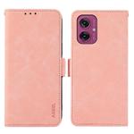 For Motorola Moto G55 5G ABEEL Frosted Magnetic RFID Leather Phone Case(Pink)