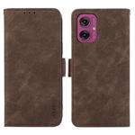 For Motorola Moto G55 5G ABEEL Frosted Magnetic RFID Leather Phone Case(Brown)