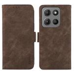 For Motorola Moto G15 4G / G05 ABEEL Frosted Magnetic RFID Leather Phone Case(Brown)