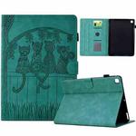 For iPad 10.2 2021 / 2020 / 10.5 2019 Cats Embossed Leather Smart Tablet Case(Light Blue)