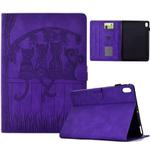 For iPad mini 6 Cats Embossed Leather Smart Tablet Case(Purple)