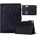 For iPad mini 5 / 4 / 3 / 2 / 1 Cats Embossed Leather Smart Tablet Case(Black)