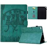 For iPad mini 5 / 4 / 3 / 2 / 1 Cats Embossed Leather Smart Tablet Case(Light Blue)