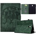 For Samsung Galaxy Tab A 10.5 T590 Cats Embossed Leather Smart Tablet Case(Green)