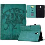 For Samsung Galaxy Tab A 10.5 T590 Cats Embossed Leather Smart Tablet Case(Light Blue)