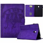 For Samsung Galaxy Tab A 10.5 T590 Cats Embossed Leather Smart Tablet Case(Purple)