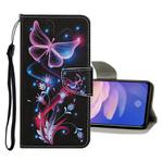 For Vivo V17 / V19 (India Version) Colored Drawing Pattern Horizontal Flip Leather Case with Holder & Card Slots & Wallet(Fluorescent Butterfly)