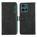 For Motorola Edge 50 5G Global ABEEL Color Block Magnetic RFID Leather Phone Case(Black-Green)