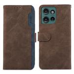 For Motorola Edge 50 5G Global ABEEL Color Block Magnetic RFID Leather Phone Case(Brown-Blue)