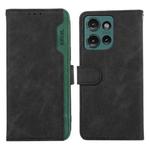 For Motorola Edge 50 Neo ABEEL Color Block Magnetic RFID Leather Phone Case(Black-Green)