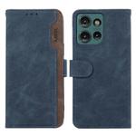 For Motorola Edge 50 Neo ABEEL Color Block Magnetic RFID Leather Phone Case(Blue-Brown)