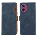 For Motorola Moto G55 5G ABEEL Color Block Magnetic RFID Leather Phone Case(Blue-Brown)